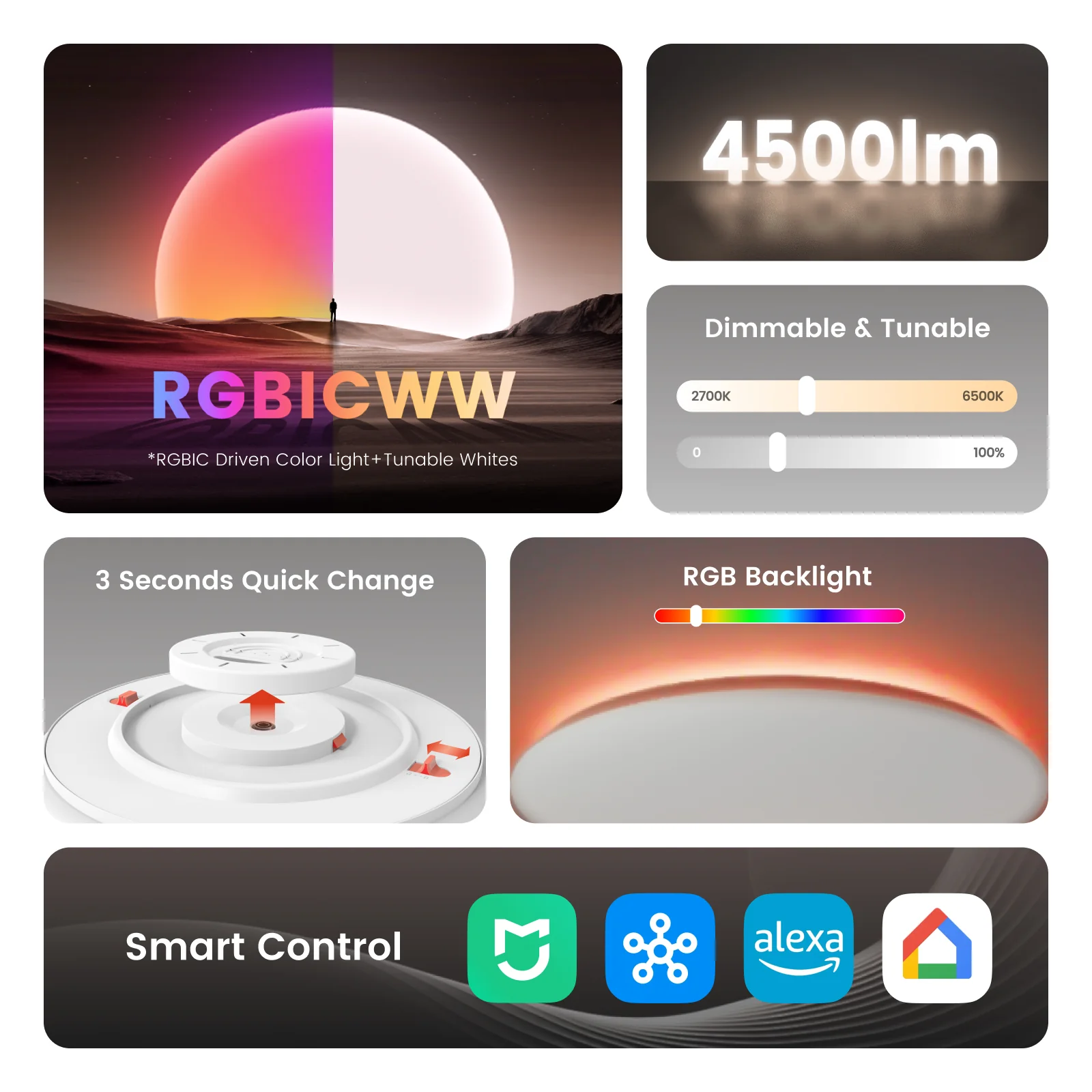 Yeelight RGB LED Smart Ceiling Light Arwen D - European Version - Image 3